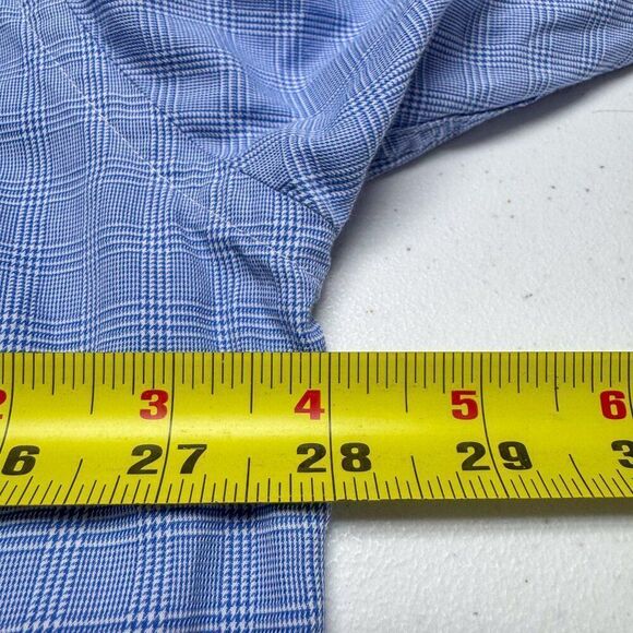 Gitman Bros Dress Shirt Mens 18 34 Blue Plaid Business Casual Preppy Wedding - Picture 10 of 12